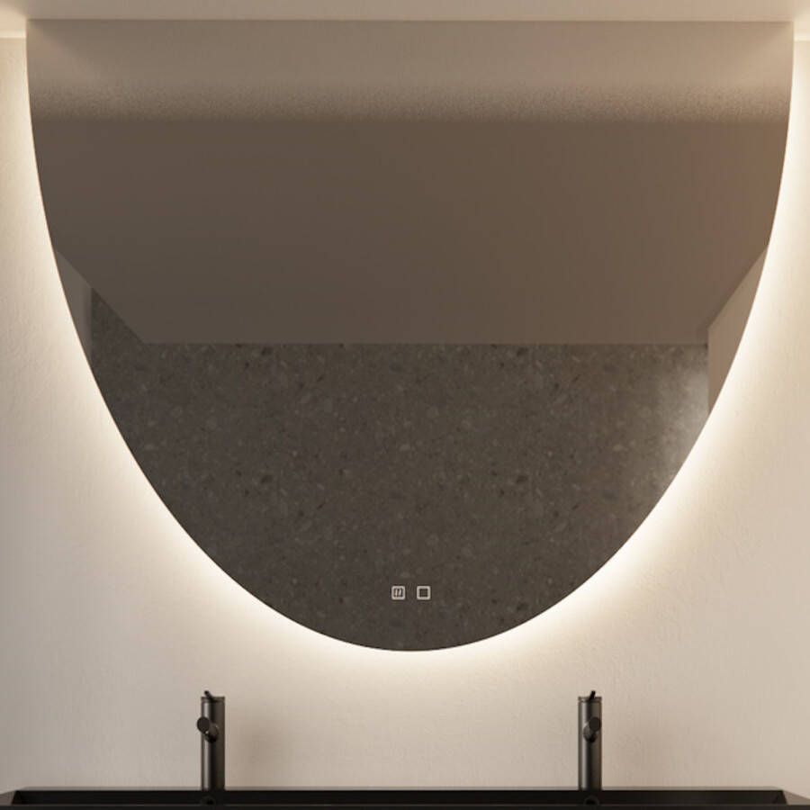Gliss Design Spiegel Eos 120x120cm Met Ronding Naar Beneden En Spiegelverwarming