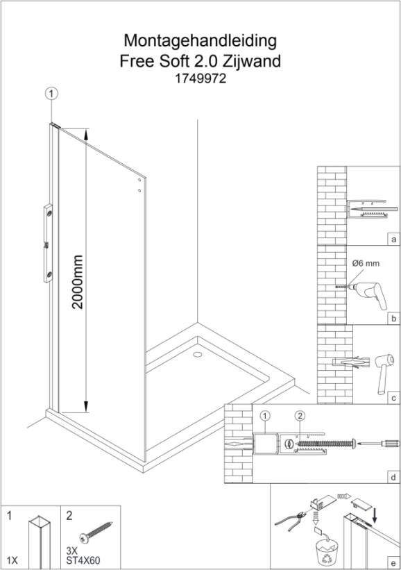 Royal Plaza Free soft verbredingsprofiel 200x2cm voor zijwand chroom