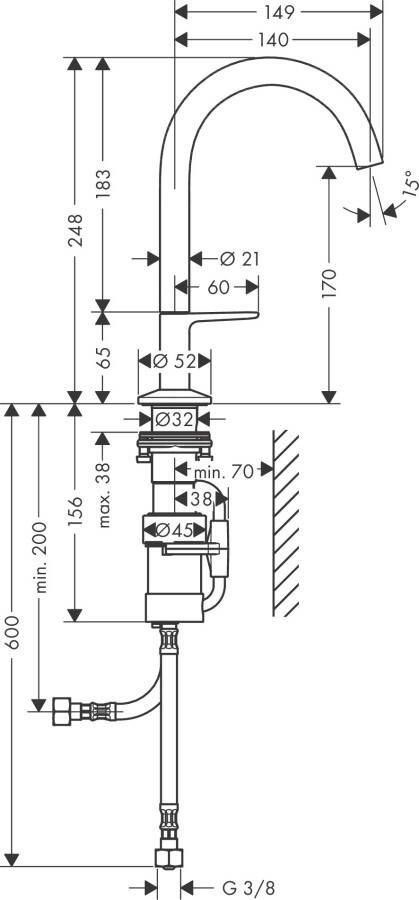Axor One ééngreeps wastafelkraan met push open garnituur 24 8 cm chroom