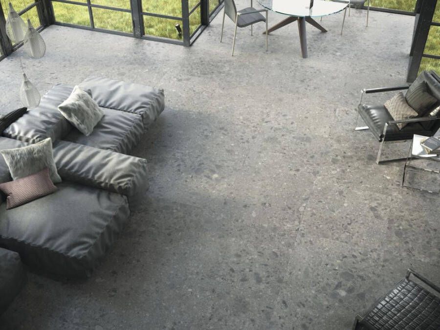 Baldocer Cerámica Nover keramische vloertegel terrazzo look gerectificeerd 80 x 80 cm Steel