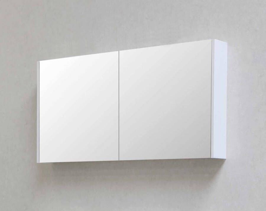 Basic Comfort spiegelkast met spiegels aan binnen- en buitenzijde op houten deuren 80 x 60 x 14 cm ice white
