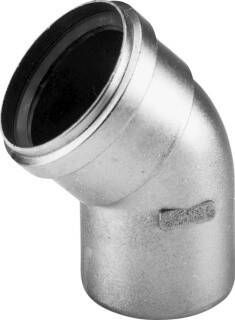 SOLAR Plus Alu fix enkelwandig rookgas bocht aluminium steekeind 100mm mof 104.5mm lengte