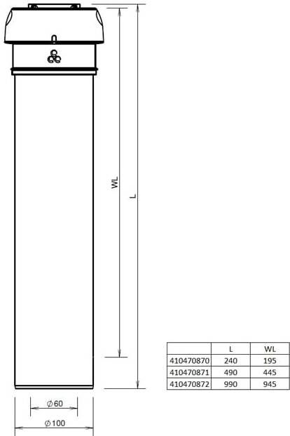 Burgerhout EasySafe PP 60 100 concentrische verlengpijp L=250 mm wit