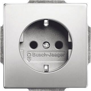 Busch-Jaeger Pure Stainless Steel wandcontactdoos met randaarde aanraakbeveiliging edelstaal