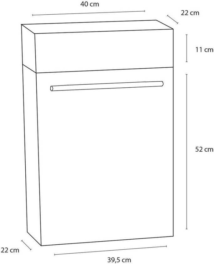 Differnz Force40 fontein met onderkast zonder kraan 40x52x22cm MDF 1 kraangat 1 wasbak rechts Wit 36.009.00