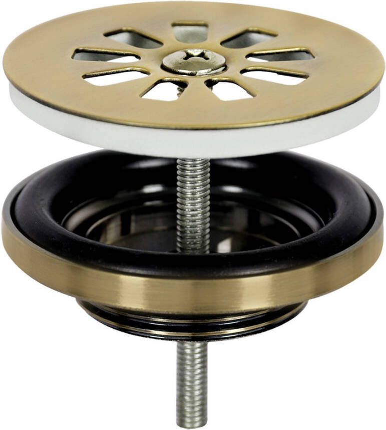 Differnz Ribble fonteinset 38x18x8cm Rechthoek 1 kraangat recht goud matte kraan natuursteen zwart 38.402.27