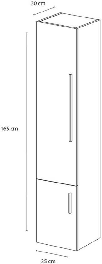 Differnz Badkamerkast Style Hangend Links 35x165x30cm MDF Grijs Eiken Softclose