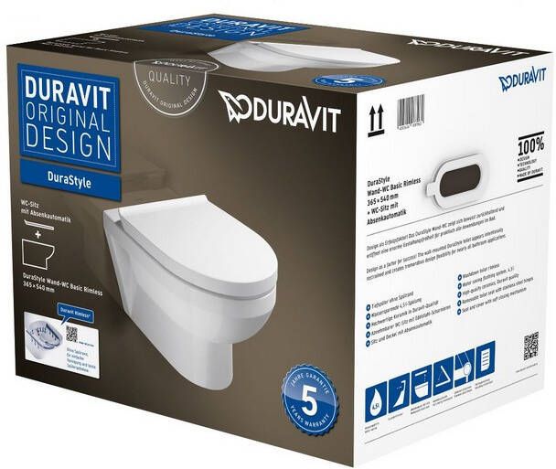 Duravit No.1 Rimless pack hangend toilet met softclose zitting 54 x 36 5 cm wit