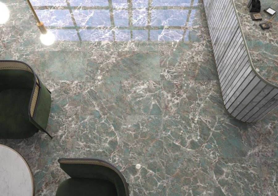 Cifre Cerámica Amazzonite keramische vloertegel marmerlook 60 x 120 cm Jade Pulido