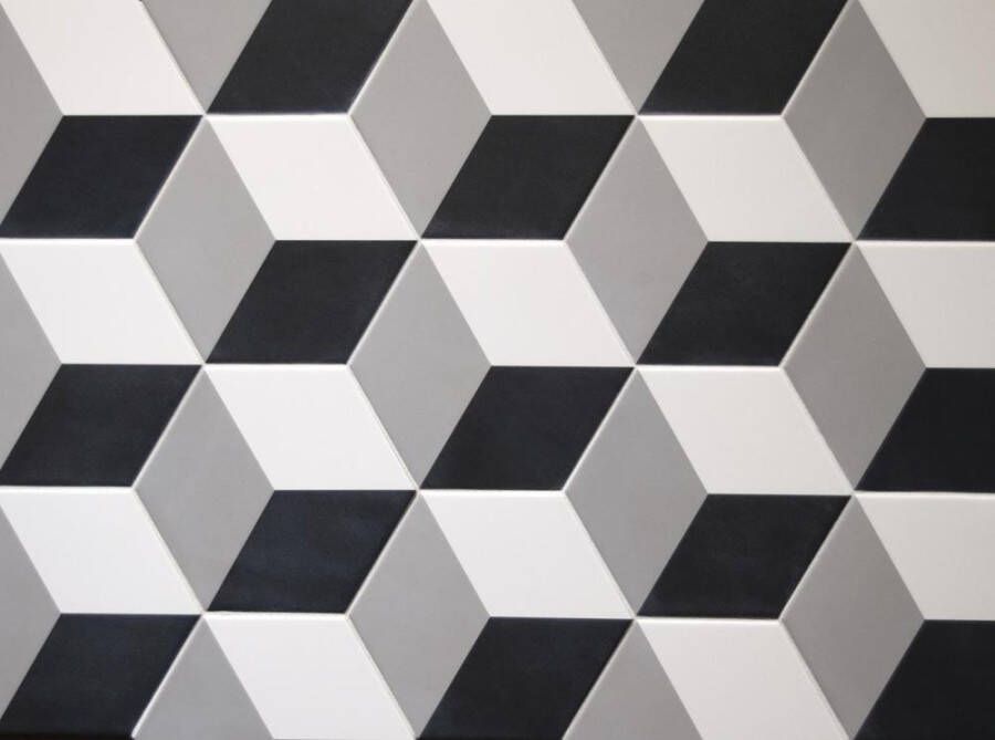 Cifre Cerámica Timeless hexagon tegel 15 x 17 cm grijs wit zwart mat
