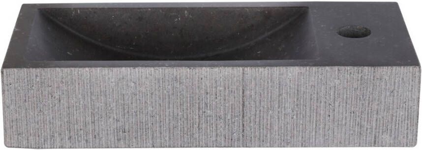 Differnz Ribble fonteinset natuursteen met rechte kraan chroom 38 x 18 x 8 cm bombai black