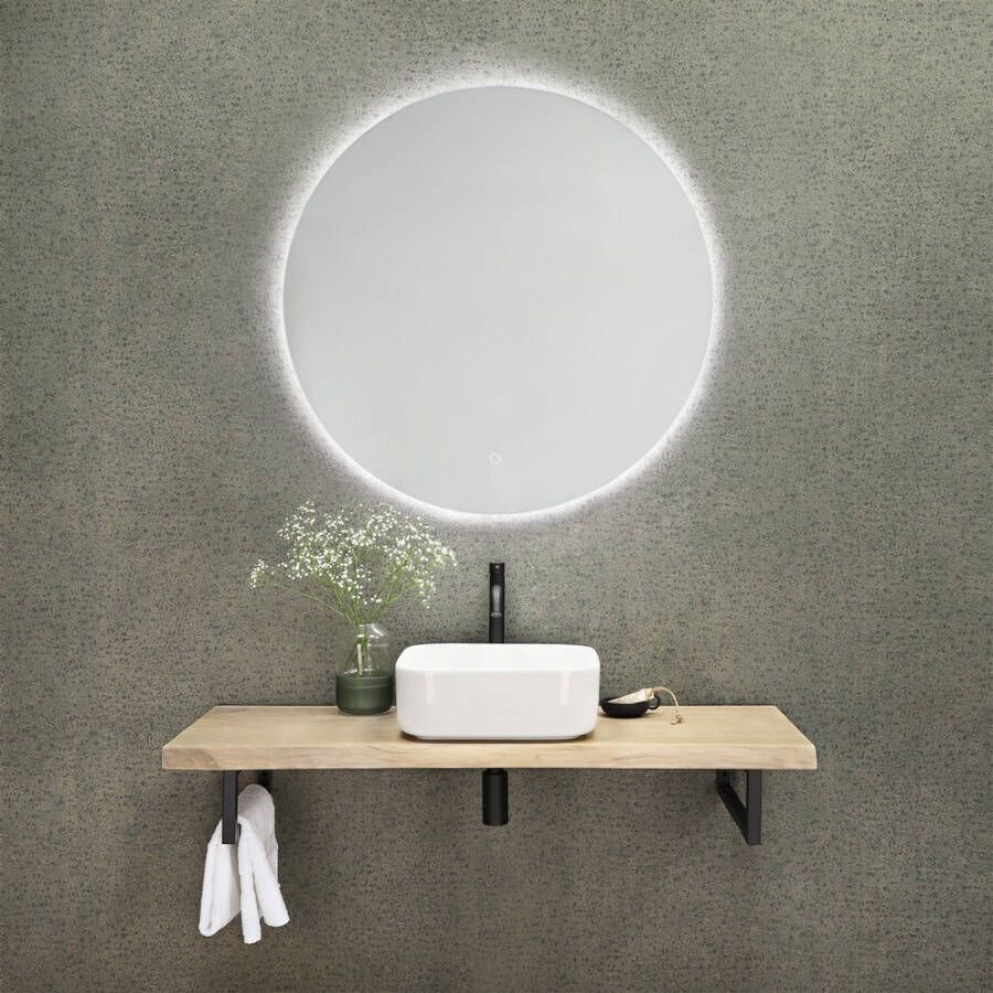 Differnz ronde spiegel met LED verlichting Ø 100 cm zilver