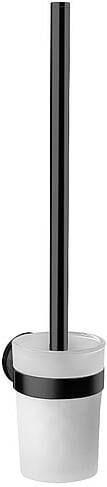Emco Round toiletborstelset met glazen houder 42 5 x 8 9 x 10 9 cm zwart