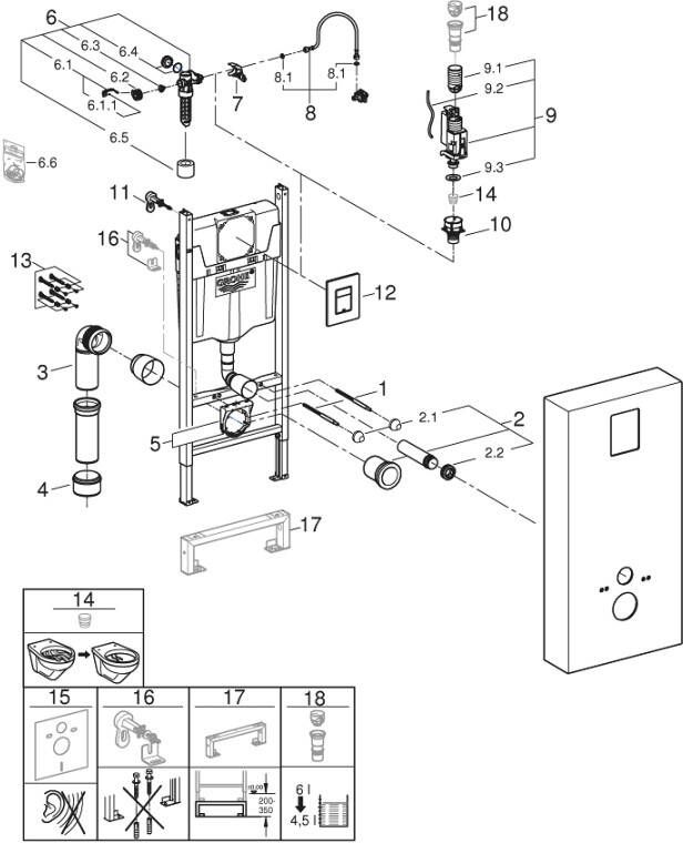 GROHE QuickFix Solido reservoir met chromen bedieningsplaat slate grey