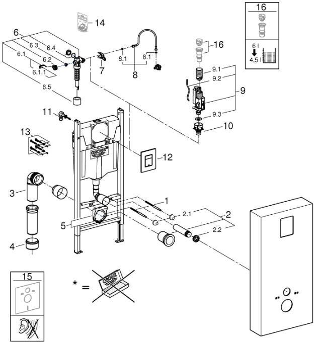 GROHE QuickFix Solido reservoir met chromen bedieningsplaat slate grey