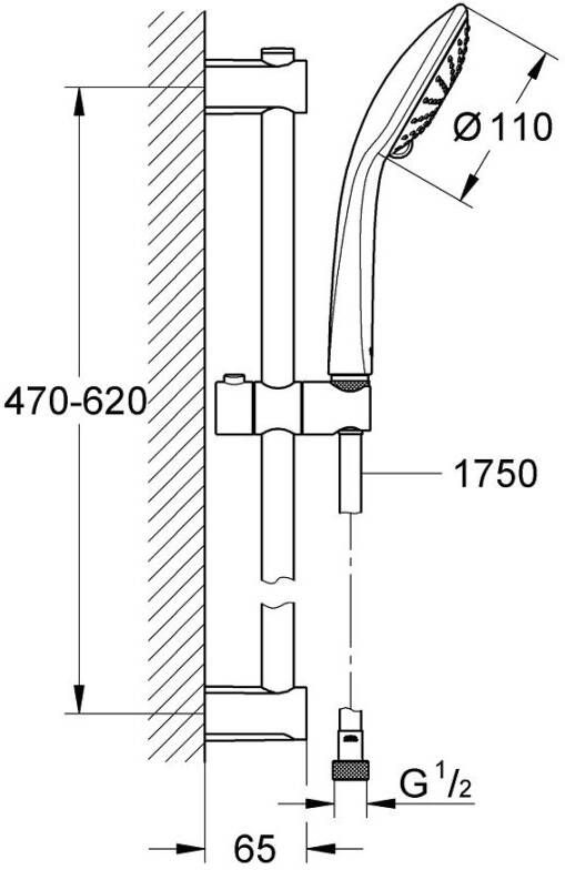 GROHE QuickFix Vitalio glijstangset 110 3 straalsoorten chroom