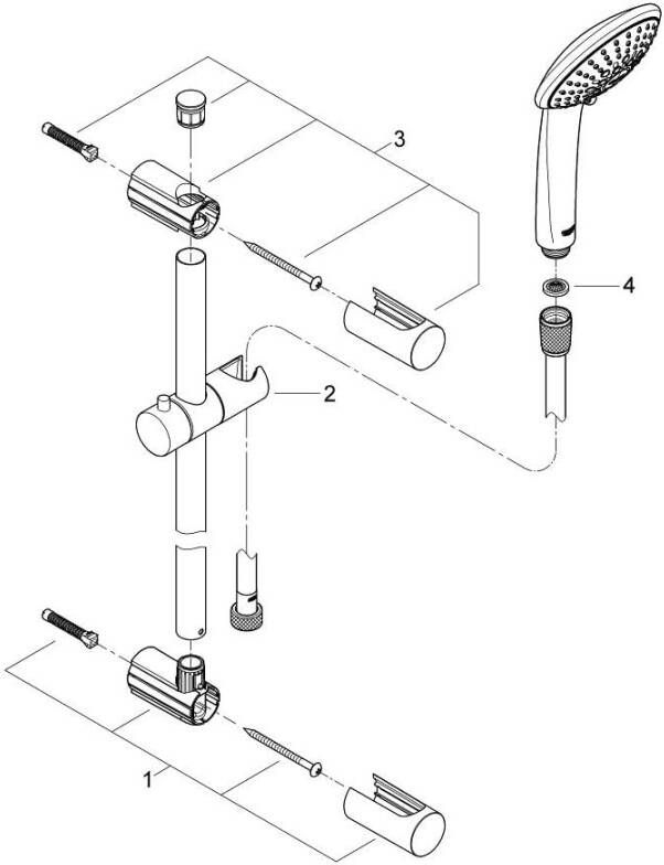 GROHE QuickFix Vitalio glijstangset 110 3 straalsoorten chroom