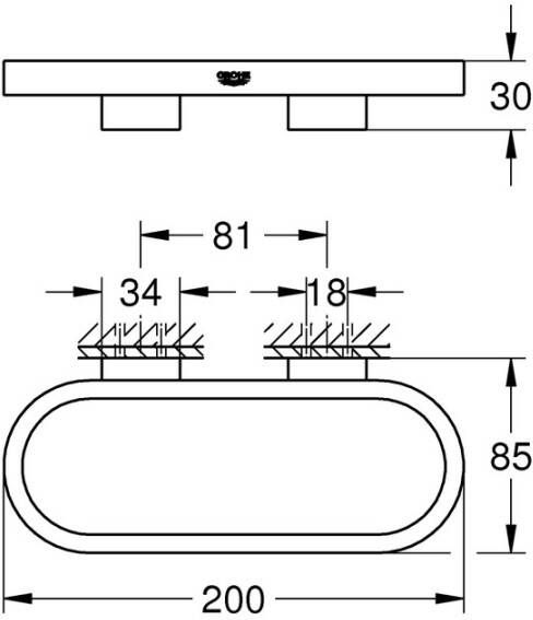 GROHE Selection handdoekring en of zeepschaalhouder 3 x 20 x 8 5 cm geborsteld hard graphite