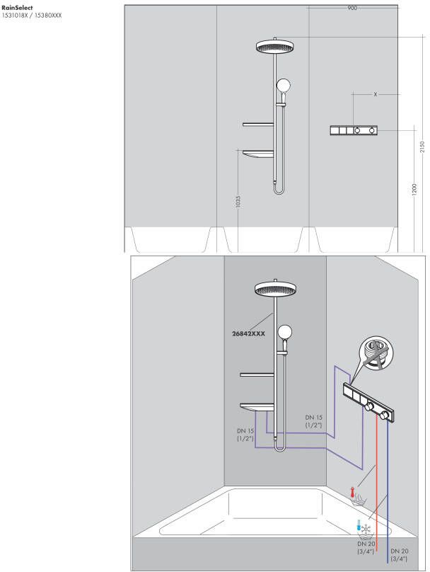 Hansgrohe RainSelect afbouwdeel voor inbouw thermostatisch douchekraan met 2 functies 45 6 x 90 cm chroom