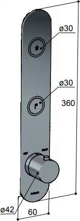 Hotbath Cobber afbouwdeel voor inbouwthermostaat met 2 pushbuttons geschikt voor verticale plaatsing gepolijst messing