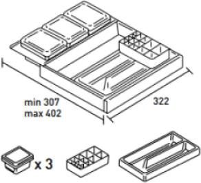 INK lade-indeling bestaande uit 2x model M lade-verdeling inclusief 2 anti-slipmatten 4cm antraciet