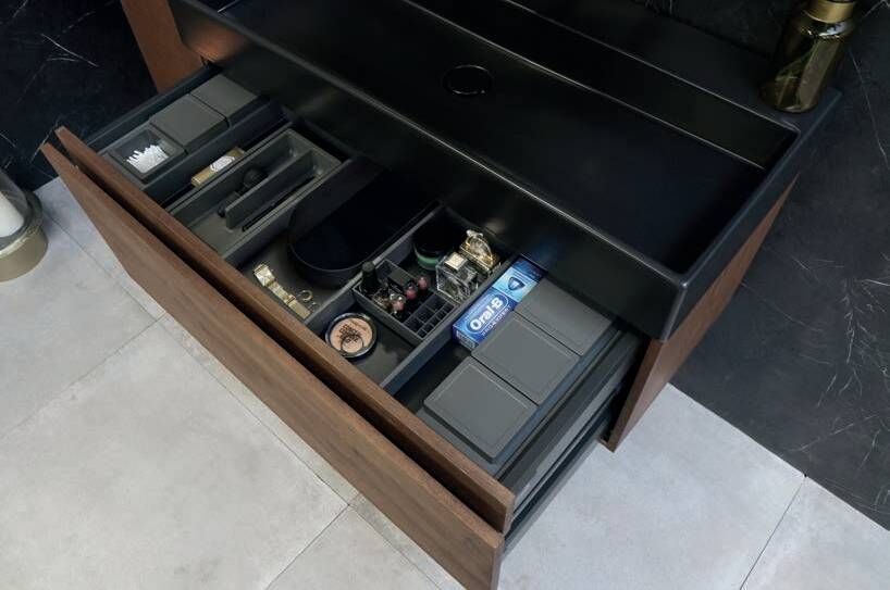 INK lade-indeling bestaande uit 2x model S lade-verdeling inclusief 2 anti-slipmatten 4cm antraciet