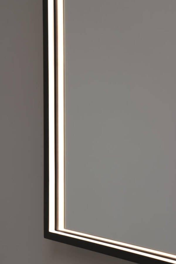 INK SP19 rechthoekige spiegel verzonken in stalen kader met directe LED-verlichting verwarming colour-changing en sensorschakelaar 80 x 70 x 4 cm