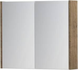 INK SPK1 spiegelkast met 2 dubbel gespiegelde deuren 1 verstelbaar glazen planchet stopcontact en schakelaar 80 x 14 x 60 cm mat beton groen - Foto 3