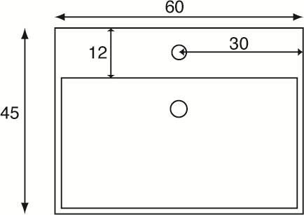 Sub 016 meubelwastafel met kraangat en overloop 10 x 60 x 45 cm wit