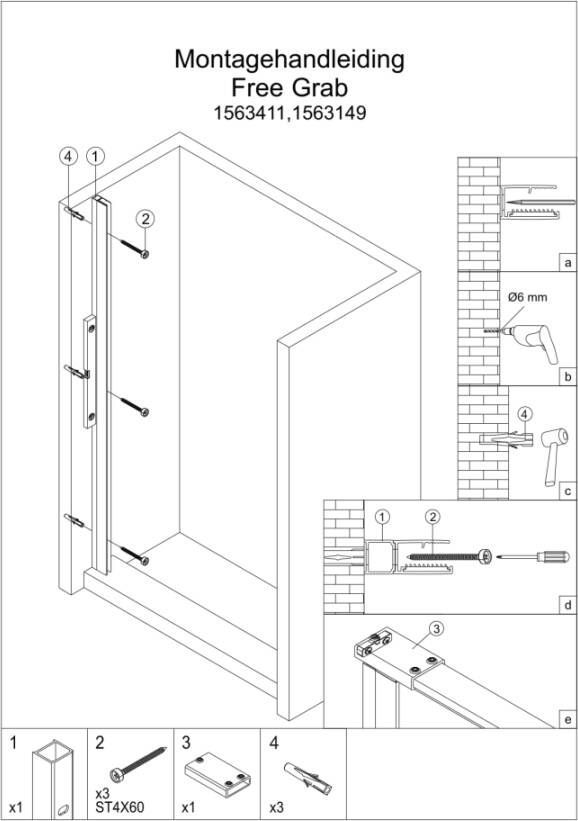 Sub 064 verbredingsprofiel voor deur met vast deel chroom