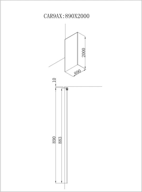 Sub 066 walk-in 90x200 cm zilver-grijs clean