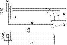 Sub 199 douchearm 30 cm. rvs