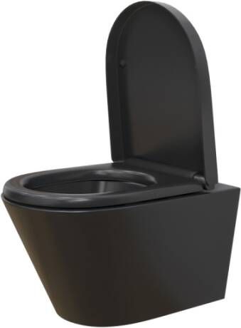 Sub Wiesbaden Stereo hangend toilet met softclose- en quick release-zitting 40 x 35 5 x 53 cm mat zwart