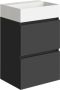 Xellanz Mini onderkast met 2 laden 45 cm mat zwart en wastafel keramiek glans wit 38.4303 - Thumbnail 4