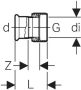 Geberit fitting met 2 aansluitingen recht aansluiting 1 persmof aansluiting 1 brons - Thumbnail 2