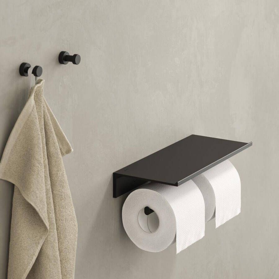 Geesa Leev toiletrolhouder dubbel zonder klep 25 2 x 3 x 6 1 cm zwart - Foto 2