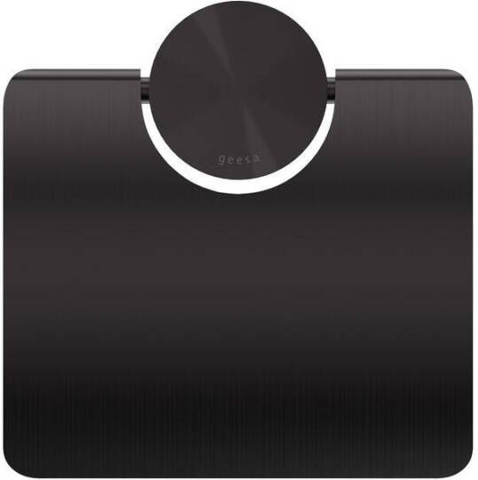 Geesa Opal toiletrolhouder met klep 14 x 2 3 x 13 7 cm zwart metaal geborsteld