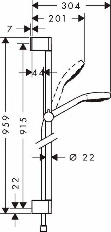 Hansgrohe Croma Select E Multi glijstangset met Croma Select E Multi handdouche 90cm met Isiflex`B doucheslang 160cm wit chroom 26590400