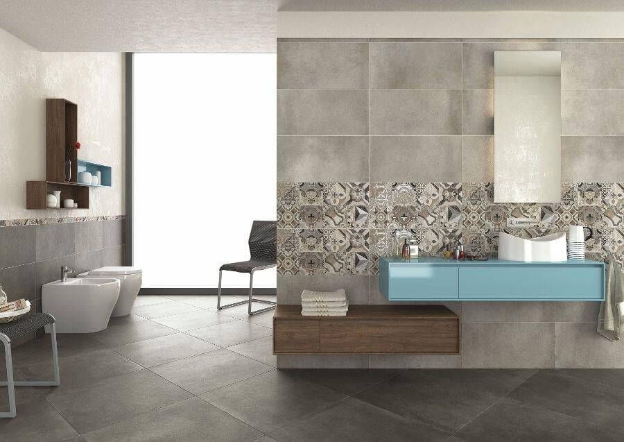 Herberia Ceramiche Timeless keramische vloertegel betonlook gerectificeerd 30 x 60 cm silver