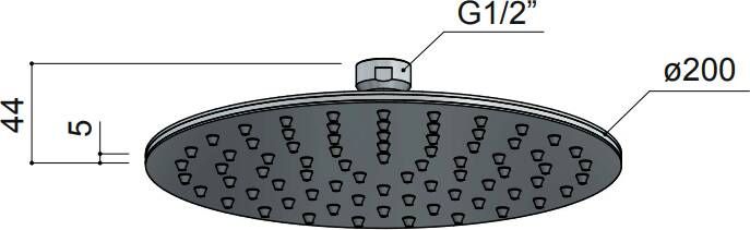Hotbath Archie douchekop rond 200 mm (slechts 5 mm dik!) voor plafondmontage RVS 316 - Foto 2