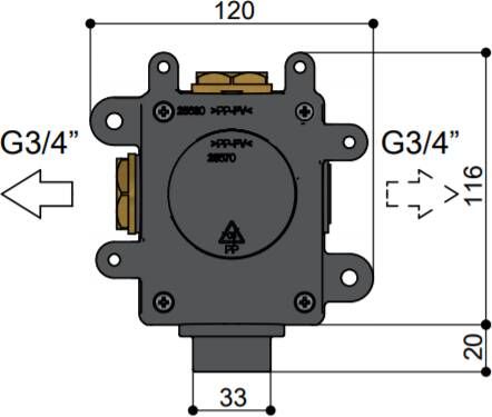Hotbath Archie High Flow inbouwbox voor stopkraan rvs - Foto 2
