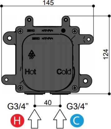 Hotbath Archie High Flow inbouwbox voor thermostaat rvs - Foto 4
