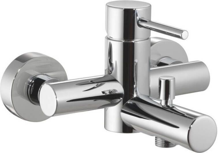 Badkraan Hotbath Buddy 15cm Hartafstand Thermostatisch Opbouw Rond Glans Chroom 1 Greeps met Uitloop - Foto 2