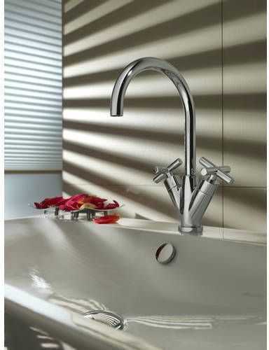 Hotbath Wastafelmengkraan Chap Draaibare Uitloop 1-hendel Gebogen 29.3 cm Geborsteld Nikkel - Foto 2