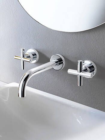 Hotbath Wastafelmengkraan Chap Inbouw 2-kruisgreep Gebogen 14.5 cm Geborsteld Nikkel - Foto 3