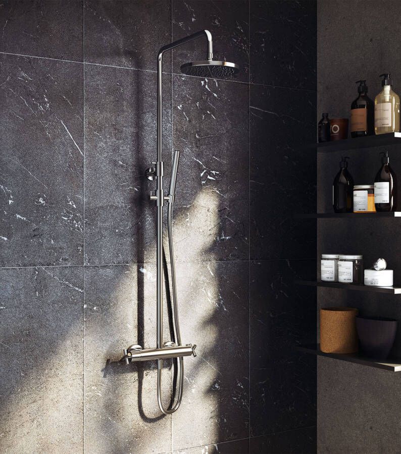 Hotbath Get together SDS3 thermostatische regendouche met 20cm ronde hoofddouche 3 standen ronde handdouche met glijstang chroom SDS3CR1