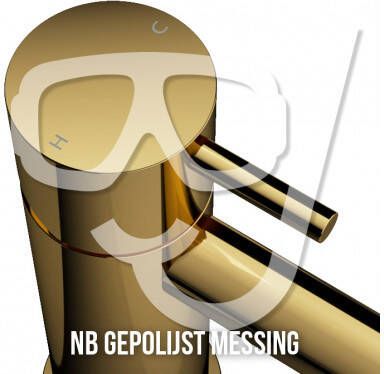 Hotbath Cobber afbouwdeel inbouw wastafelmengkraan met achterplaat en 18 cm uitloop gepolijst messing CB006EXT18NB - Foto 3