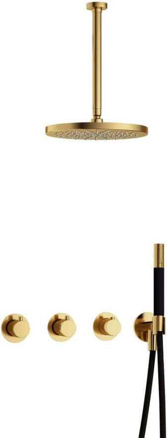 Hotbath Cobber IBS70 complete thermostatische douche inbouwset met 2 stopkranen met 30cm plafondarm 30cm ronde hoofddouche staafhanddouche met glijstang chroom IBS70CR357