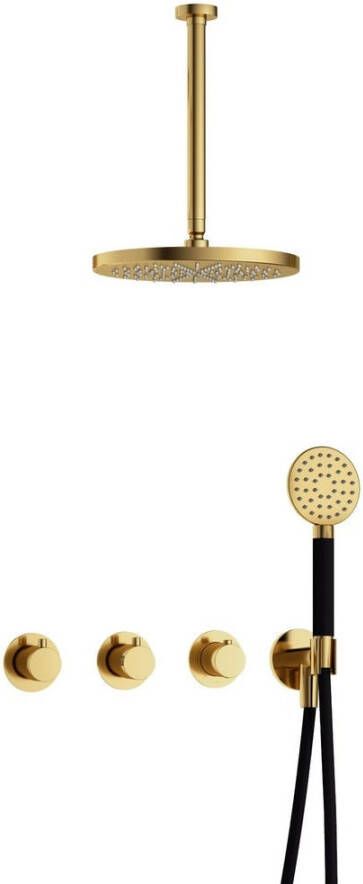 Hotbath Cobber IBS70 complete thermostatische douche inbouwset met 2 stopkranen met 15cm plafondarm 20cm ronde hoofddouche 3 standen ronde handdouche chroom IBS70CR12