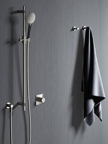 Hotbath Cobber glijstang 90cm met wandaansluitbocht 150cm doucheslang en ronde handdouche messing verouderd verweerd M308AB - Foto 4